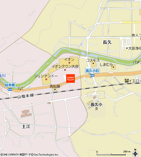 イオン大田店付近の地図